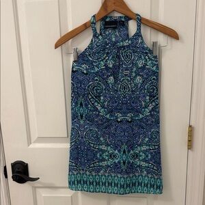 LOFT Blue and Green Paisley Mini Dress